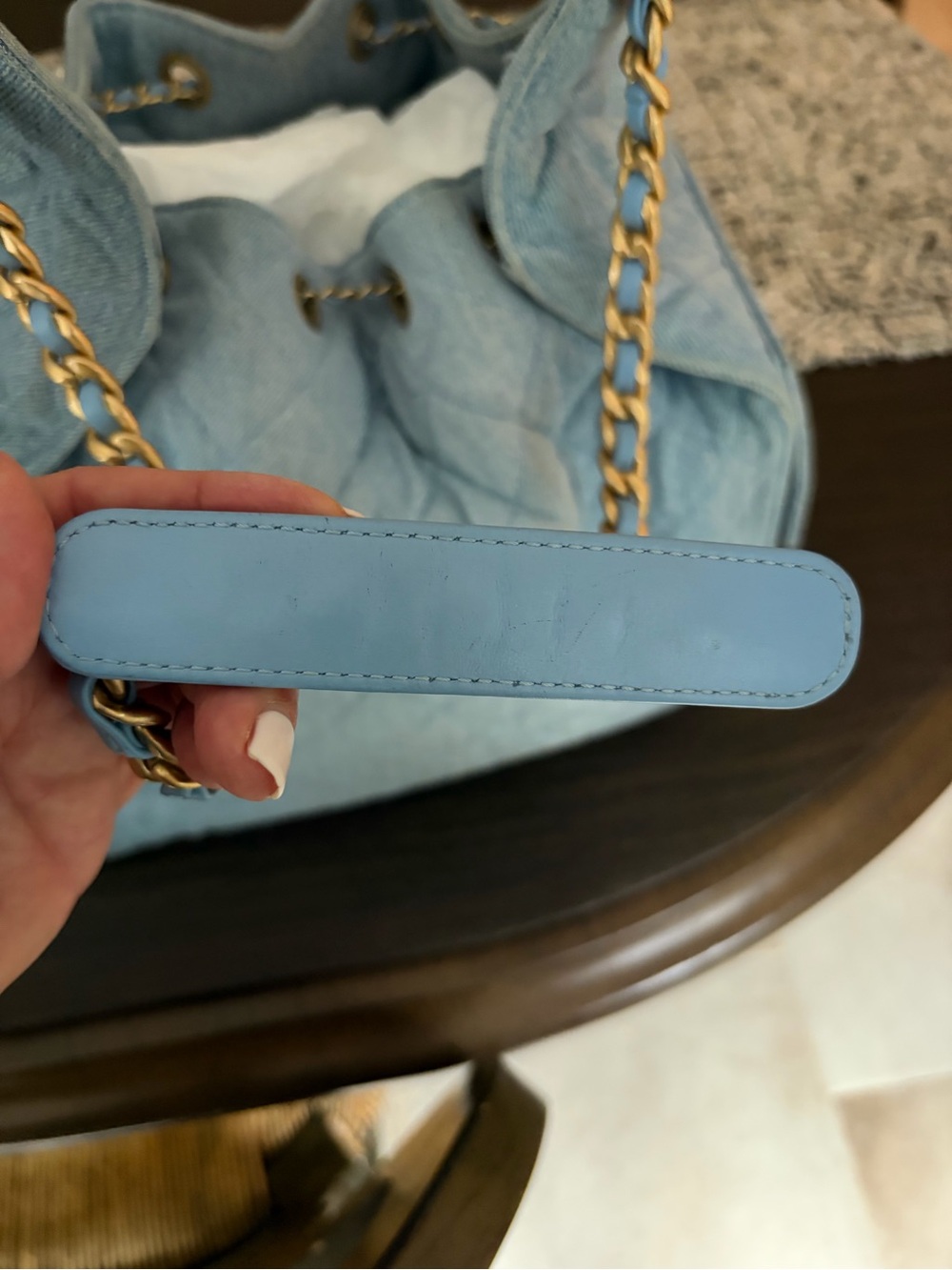 CHANEL 25 Light Blue Quilted Denim Bag with Pochette GHW GREAT PRICE! - Picture 4 of 16